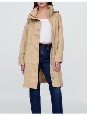 GAP Beige Hooded Long Trench Coat